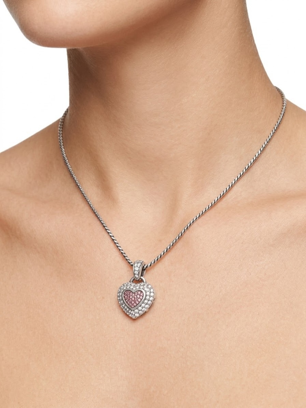 Brighton Heart Pendant Necklace with Pink Center